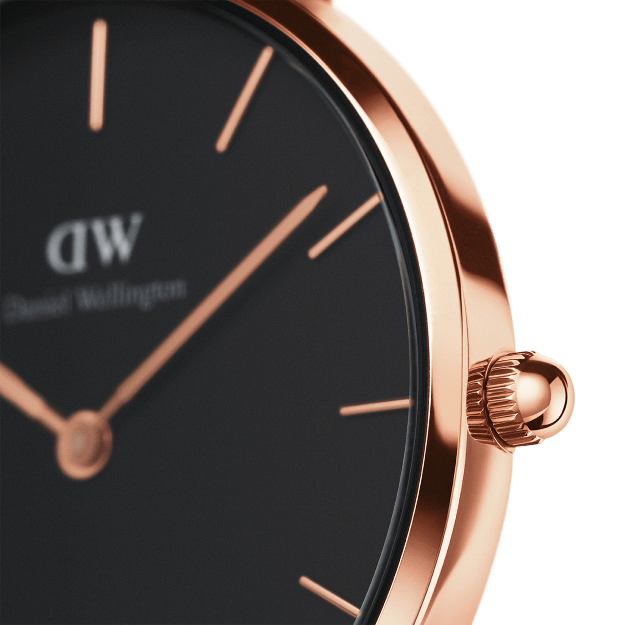 DW Petite Melrose Black Rose Gold Watch