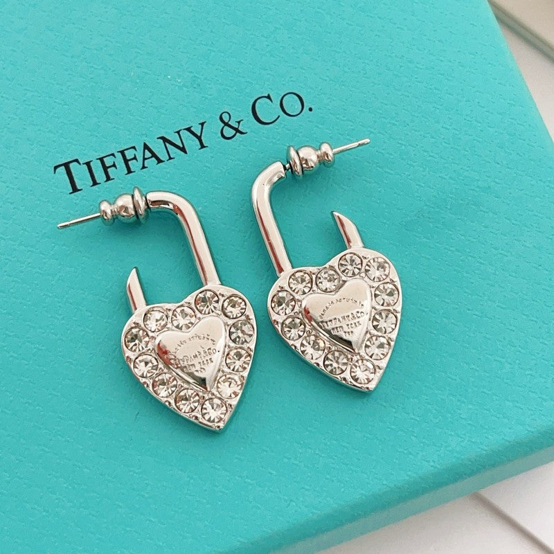 18K Tiffany Diamond Heart Earrings