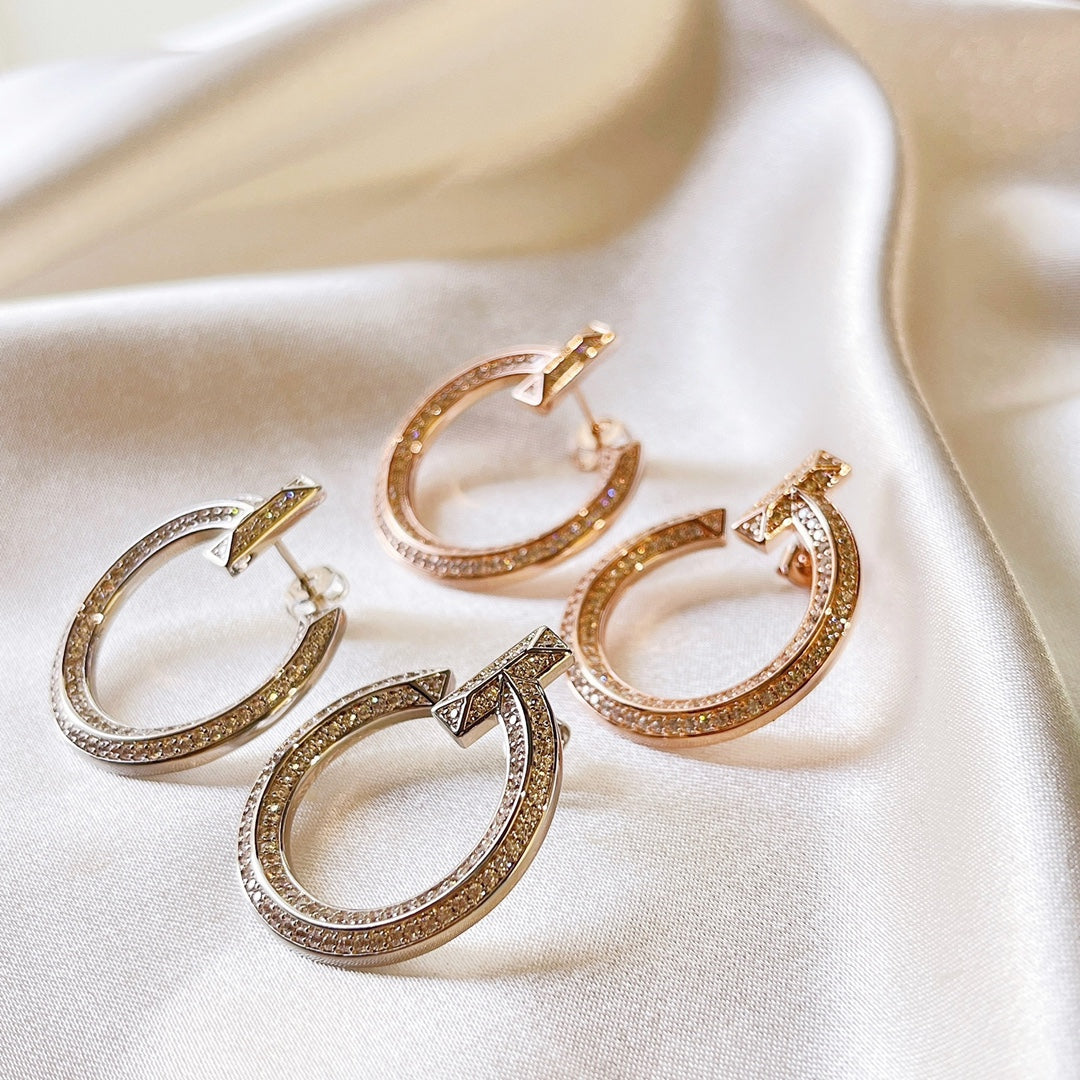 18K Tiffany T1 Open Hoop White Gold Earrings